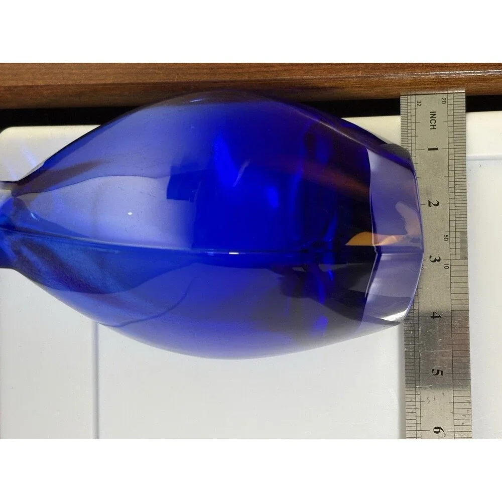 Vintage Cristalleria Toscana Cobalt Blue Glass Decanter Tri-Sided No Stopper